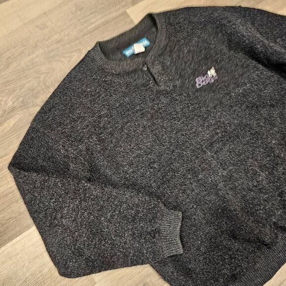 Big Dogs Vintage Black Fuzzy size medium Henley Sweater - Picture 10 of 11